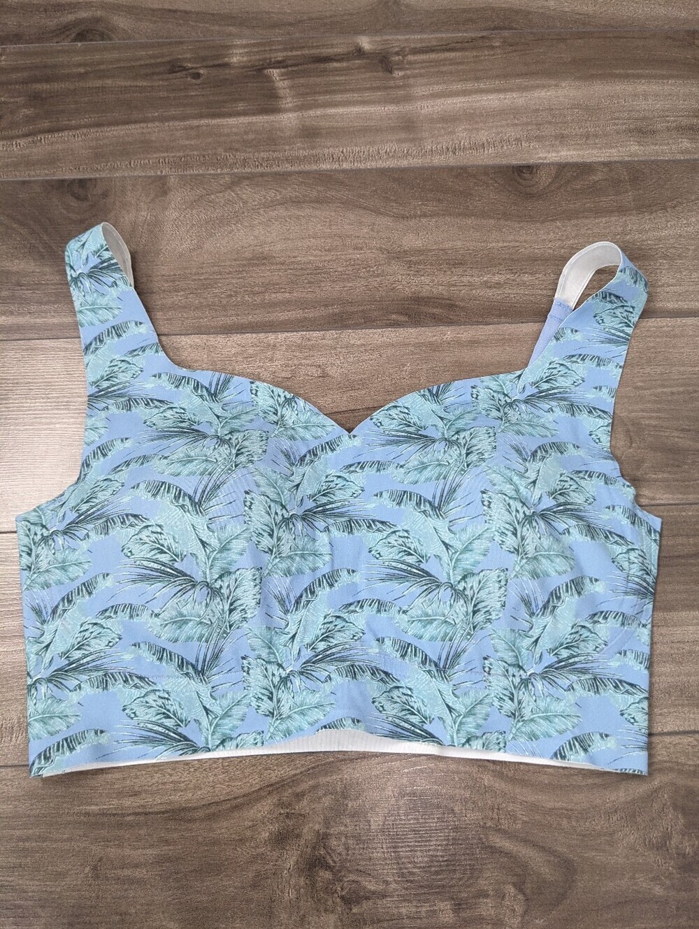 Rhonda Shear Infinity Edge Bra Blue Palm Print Size Large